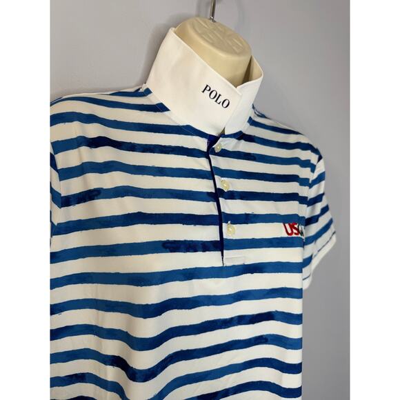 Polo Ralph Lauren Striped Performance Golf Jersey Polo Shirt Sz L - Picture 10 of 11